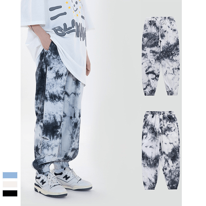 Tie-Dye Ink Loose-Fitting National Trend Casual Pants