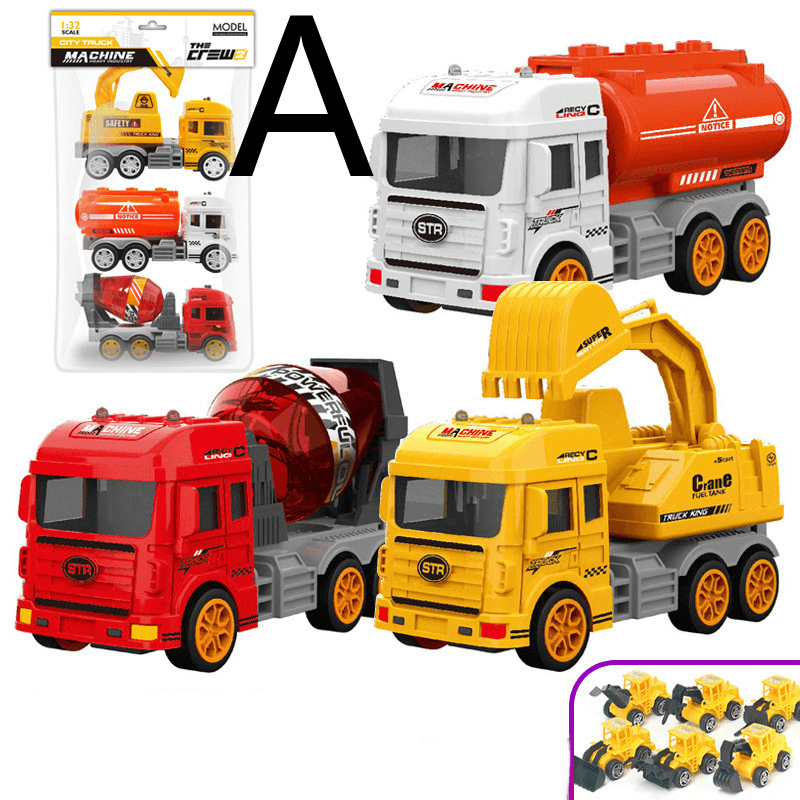 Children'S Car Toy Inertial Crane Excavator Truck Fire Truck Set