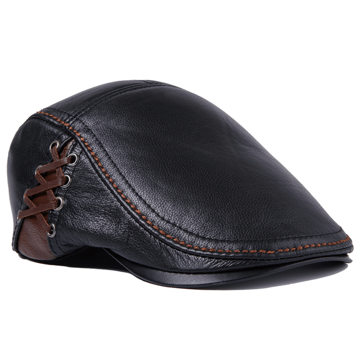 Men'S Cowhide Beret Leather Hat