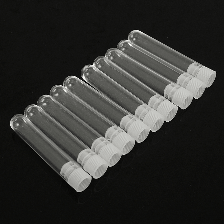 10Pcs Plastic Clear Laboratory Test Tubes Vial Sample Containers with Lid Caps