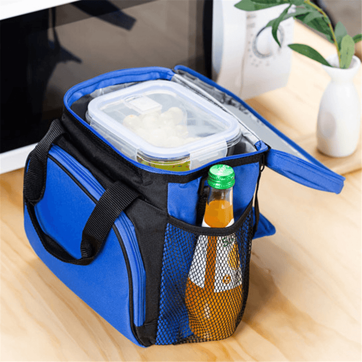 Large Capacity Insulated Portable Lunch Bag with Mesh Pocket Thermal Picnic Food Bag Waterproof Lunch Box