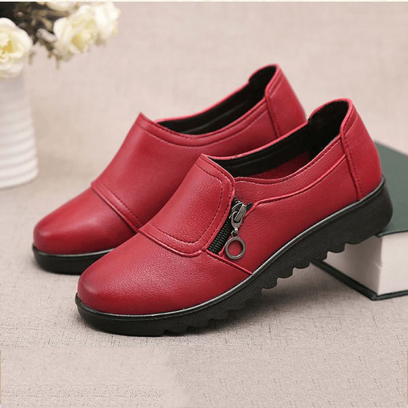 Women Casual Leather Slip on Outdoor Flat Loafers