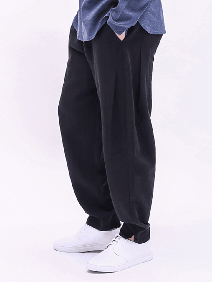 Mens Cotton Lightweight Breathable Wide Leg Loose Yoga Casual Pants