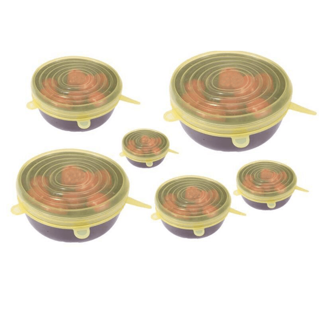 6Pcs/Set Silicone Stretch Suction Pot Lids Kitchen Cover Pan Bowl Stopper Cap