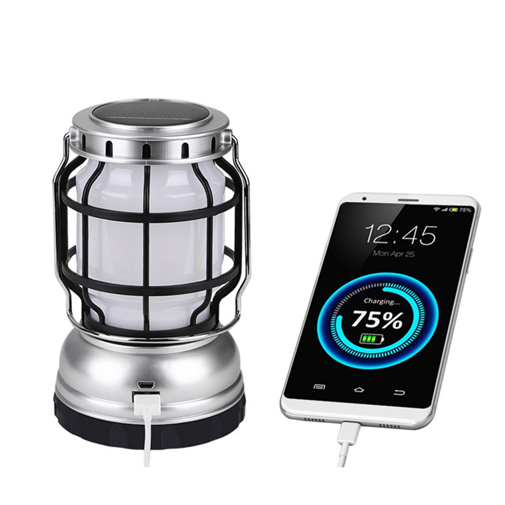 XANES¬Æ Solar Powered Kerosene Lamp Portable Camping Light Hanging Tent Lantern USB Rechargeable with Power Bank Outdoor Travel