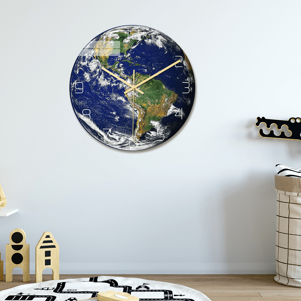 CC085 Creative Luminous Earth Wall Clock Mute Wall Clock Quartz Wall Clock for Home Office Decorations