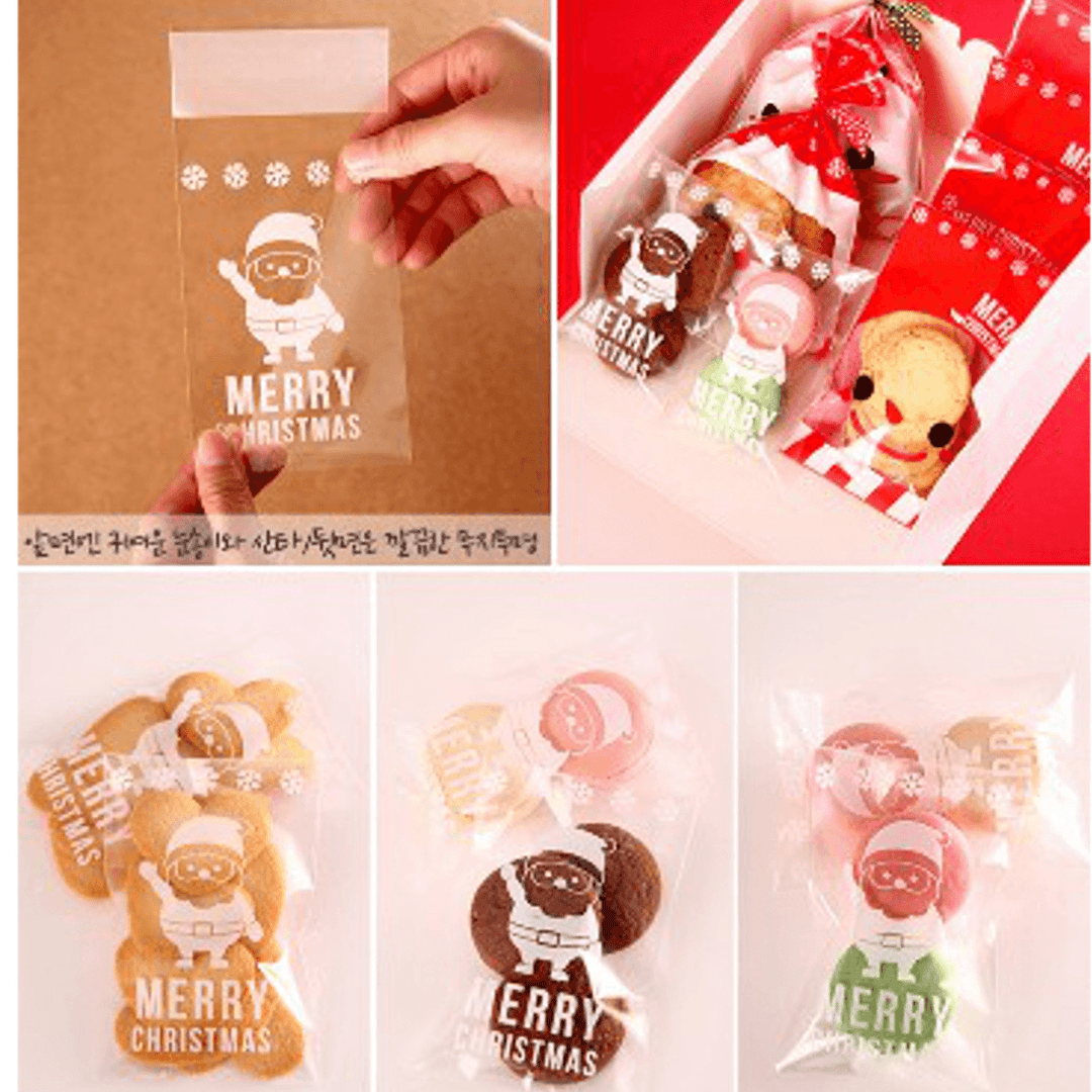 100Pcs Christmas Biscuit Candy Gift Cookie Sweet Present Bag