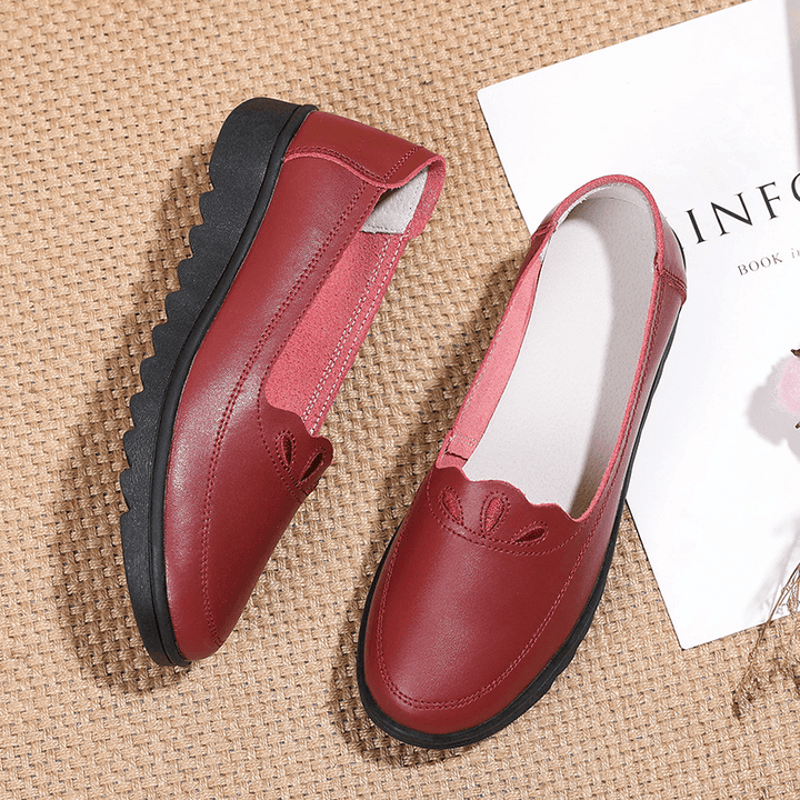 Women Daily round Toe Soft Solid Color Flat Loafers Shoes