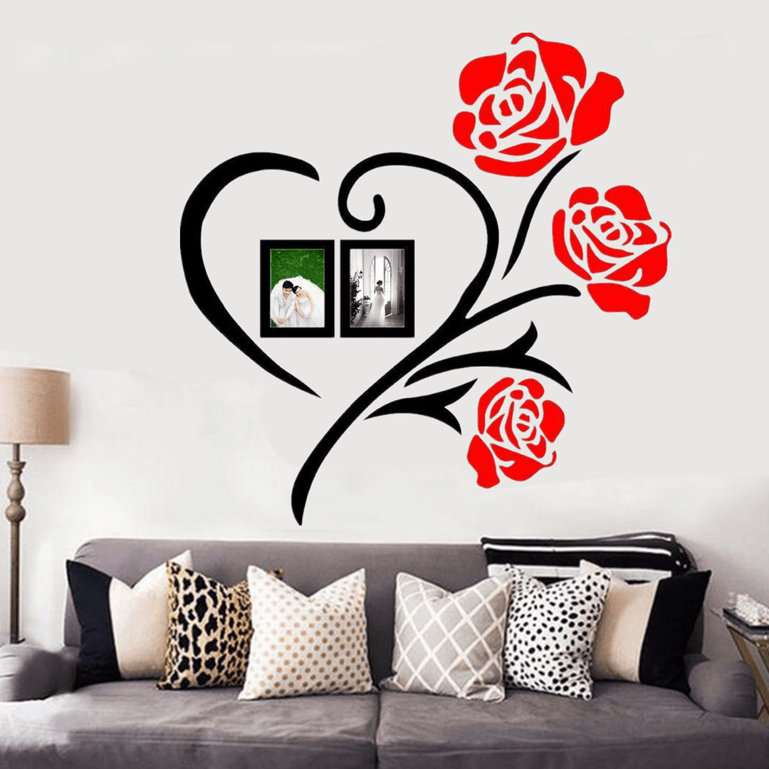 50X50/80X80Cm 3D Roses Acrylic Wall Sticker Vinyl Art Decor Living Room Home Decal