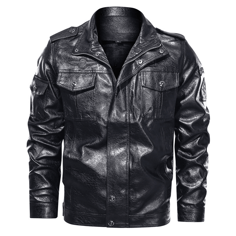 Men'S Washed PU Leather Casual Men'S Leather Jacket