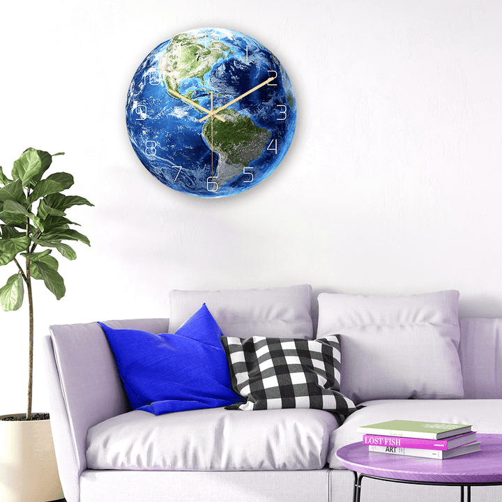 CC023 Creative Earth Pattern Wall Clock Mute Wall Clock Quartz Wall Clock for Home Office Decorations