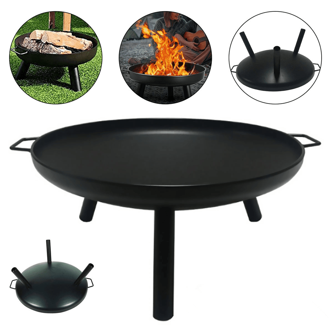 [EU Direct] Ipree¬Æ 24Inch Fire Pit Metal Outdoors Barbecue Heater Garden Patio Ice Pit Metal Brazier round Wood Burning Fireplace