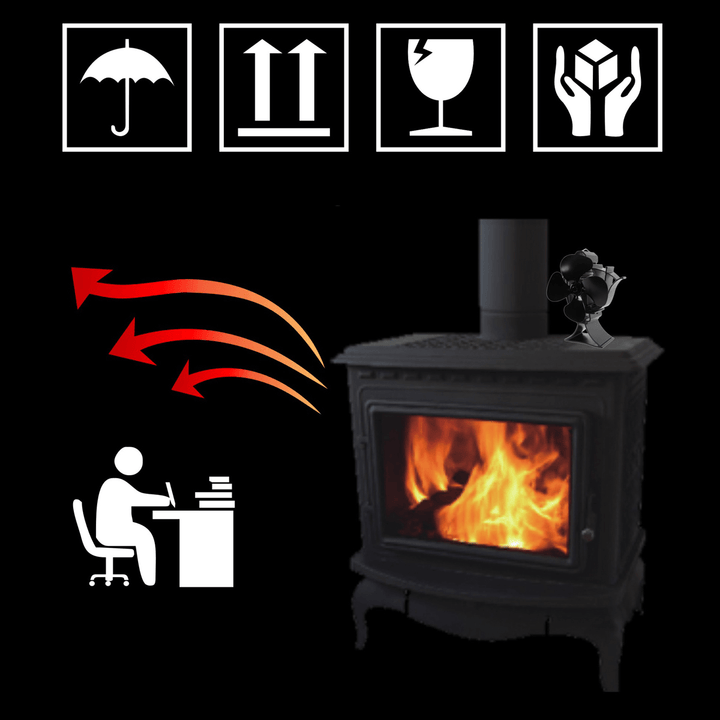 Ipree¬Æ 4 Blades Fireplace Fan Thermal Heat Power Stove Fan Wood Burner Fan Heat Power Fan Rotatable