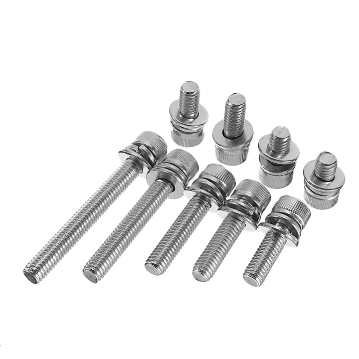 Suleve M6SH3 50Pcs M6 Hex Socket Knurled Cap Head Screw 304 Stainless Steel Bolt Assortment Set