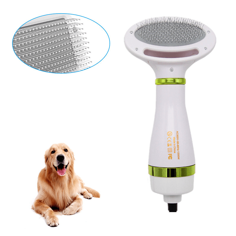 2 in 1 Dog Cat Pet Hair Dryer Comb Speed and Temperatures Adjustable with Low Noise Grooming Fur Blower Brush Household - MRSLM