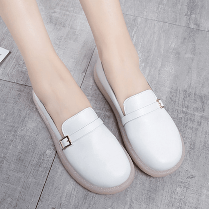 Women Lightweight Buckle Solid Color Soft Slip on Casual Comfy Flats