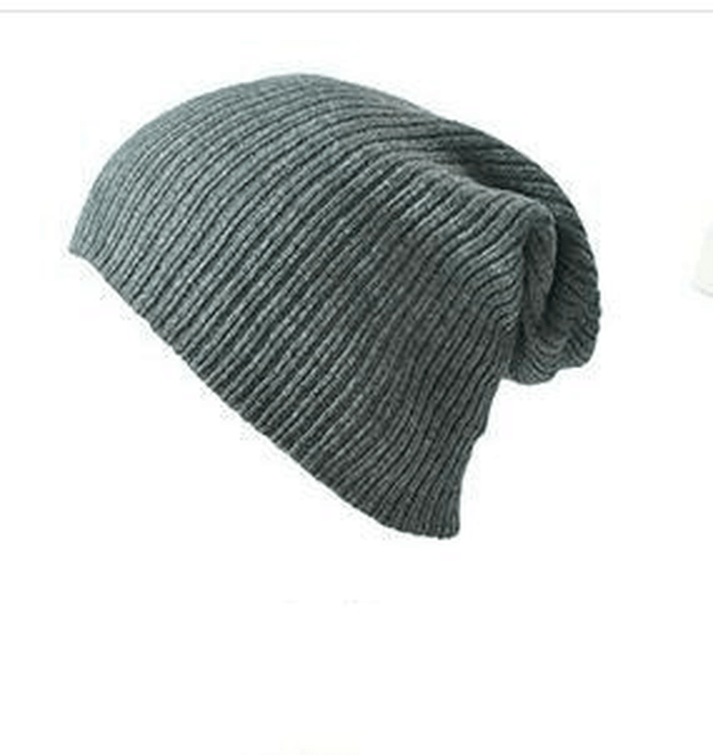 Men'S and Women'S Warm Solid Color Striped Caps