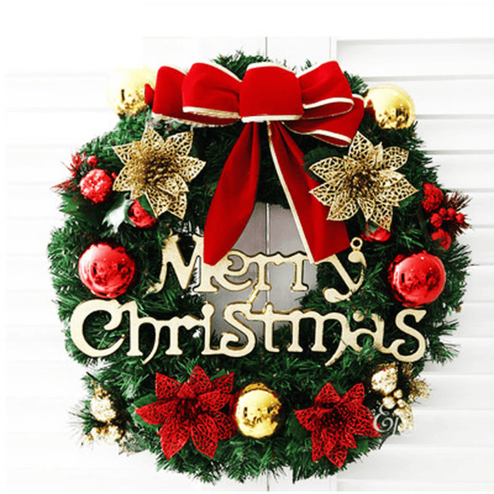 30Cm Christmas Garland Arrangement Ornament Wreath Decor Wreath Bow Bell for 2020 Christmas New Year Festival Decoration