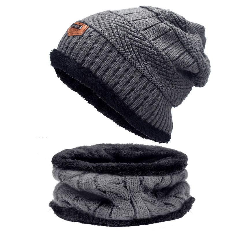 Autumn Winter Hats and Scarves for Men and Women with Velvet Thick