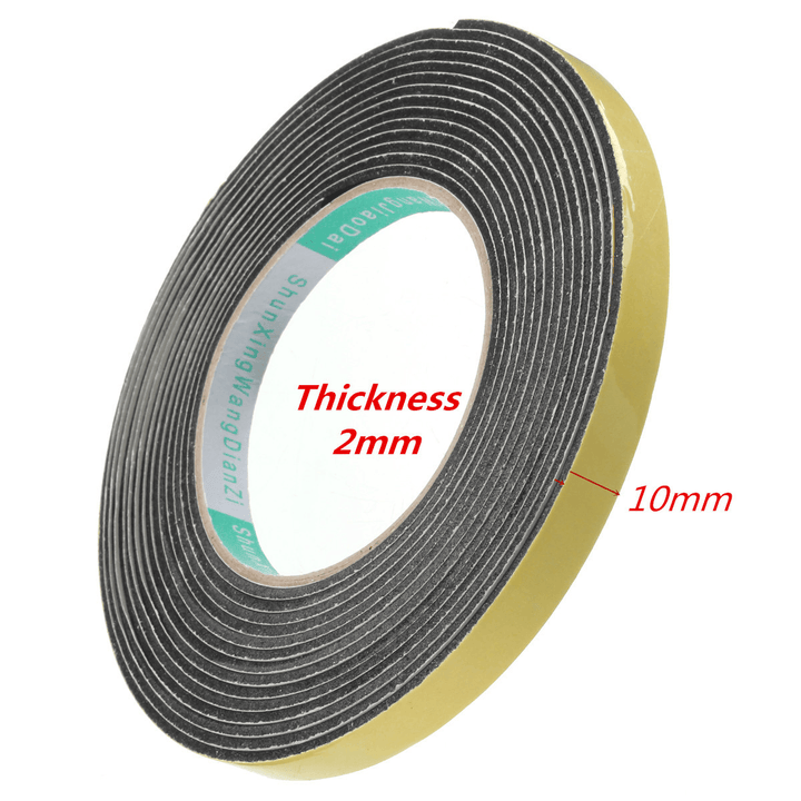 Safety Black Single Sided Adhesive Foam Cushion Tape Closed Cell 5M X 2Mm X 10Mm