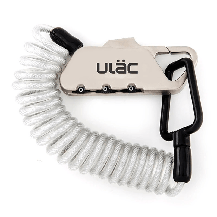 ULAC K2S Bicycle Combo Lock 1.2M Extended Spiral Cable 3 Digits Combination Resettable Light Weight Compact Portable Lock - MRSLM