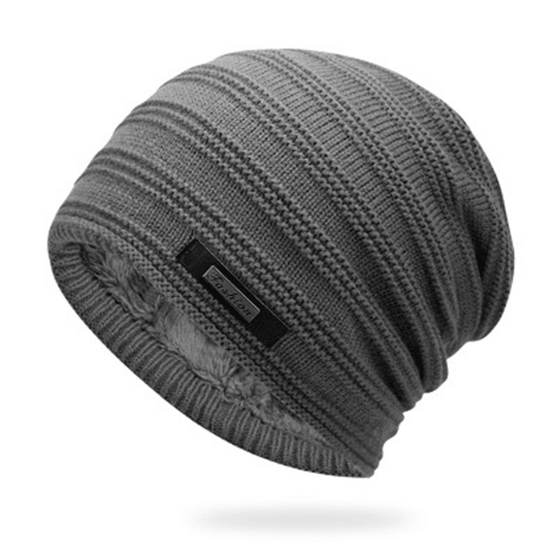 Men'S Knitted Adult Wool plus Velvet Padded Outdoor Warmth Cap