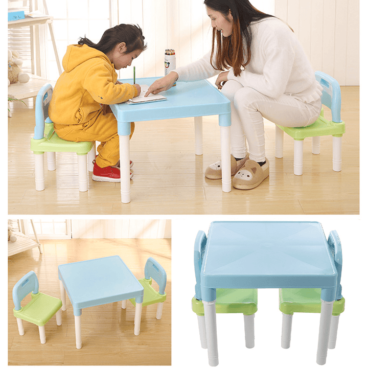 3-In-1 Simple Children Learning Table & Chair Set Plastic Back Chair Board Home Baby Learning