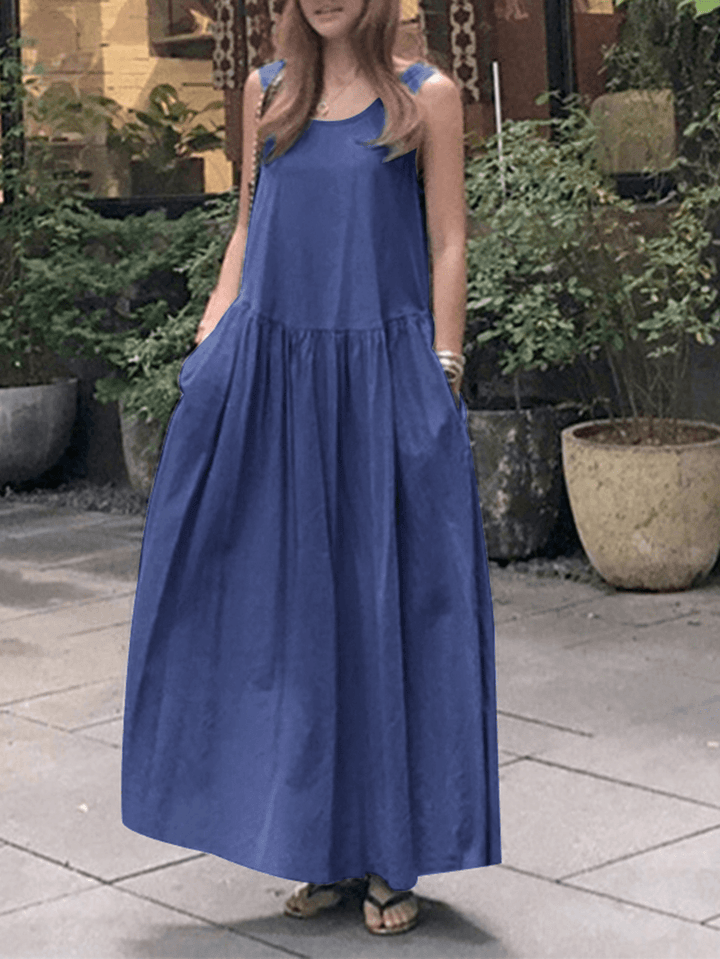 Retro European Bohemian Style round Neck Maxi Dress - MRSLM