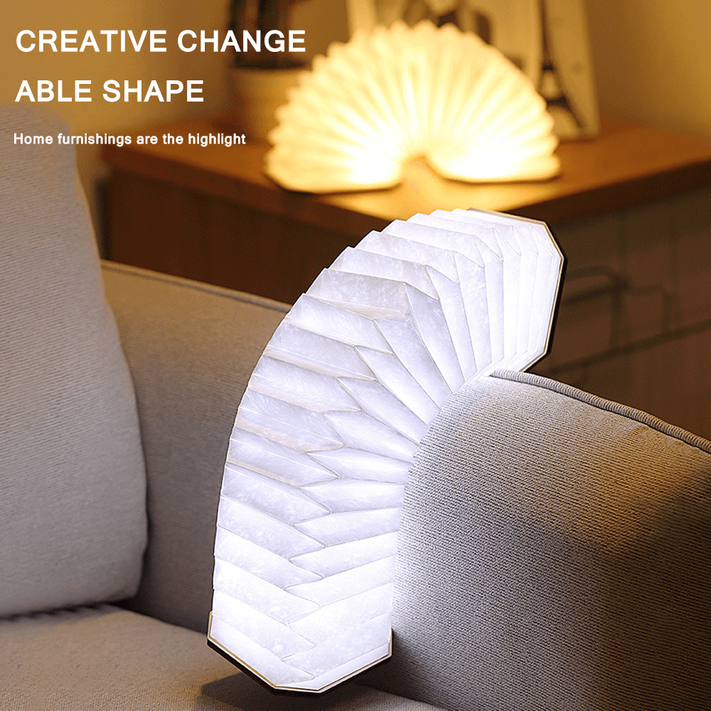 360 Degree Foldable Organic Lamp Portable Retro Lamp USB Rechargeable Wooden Led Lamp for Gift Dormitory Reading Study