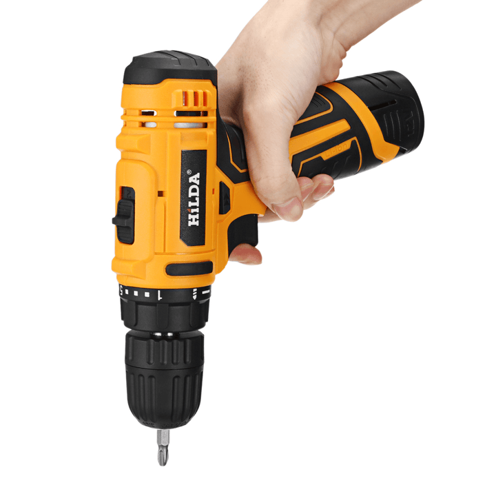 Hilda 12V Electric Drill Lithium Battery Hand Drill Driver Cordless Screw Driver Tool EU Plug