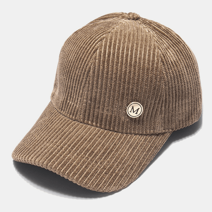 Womne Corduroy Warm M Badge Sunvisor All-Match Casual Baseball Hat