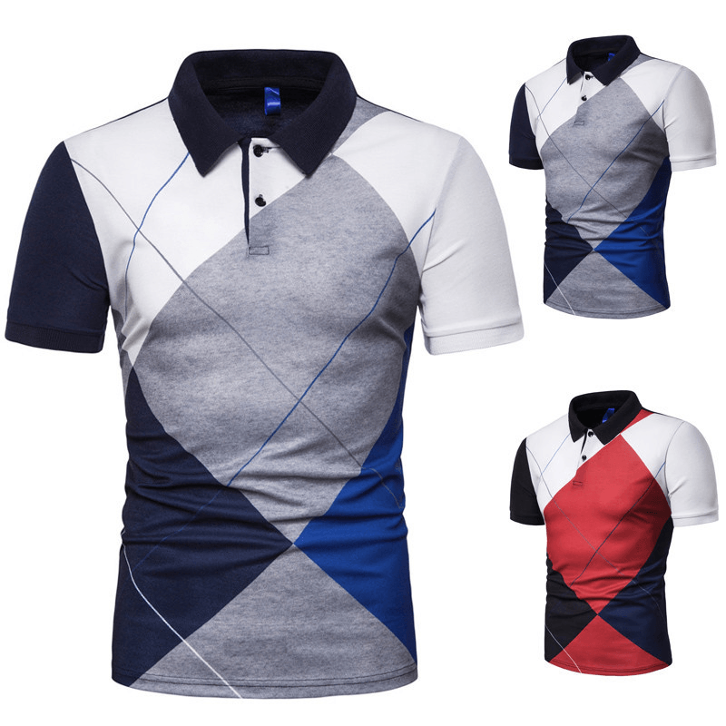 Printed Short-Sleeved Lapel T-Shirt POLO Shirt