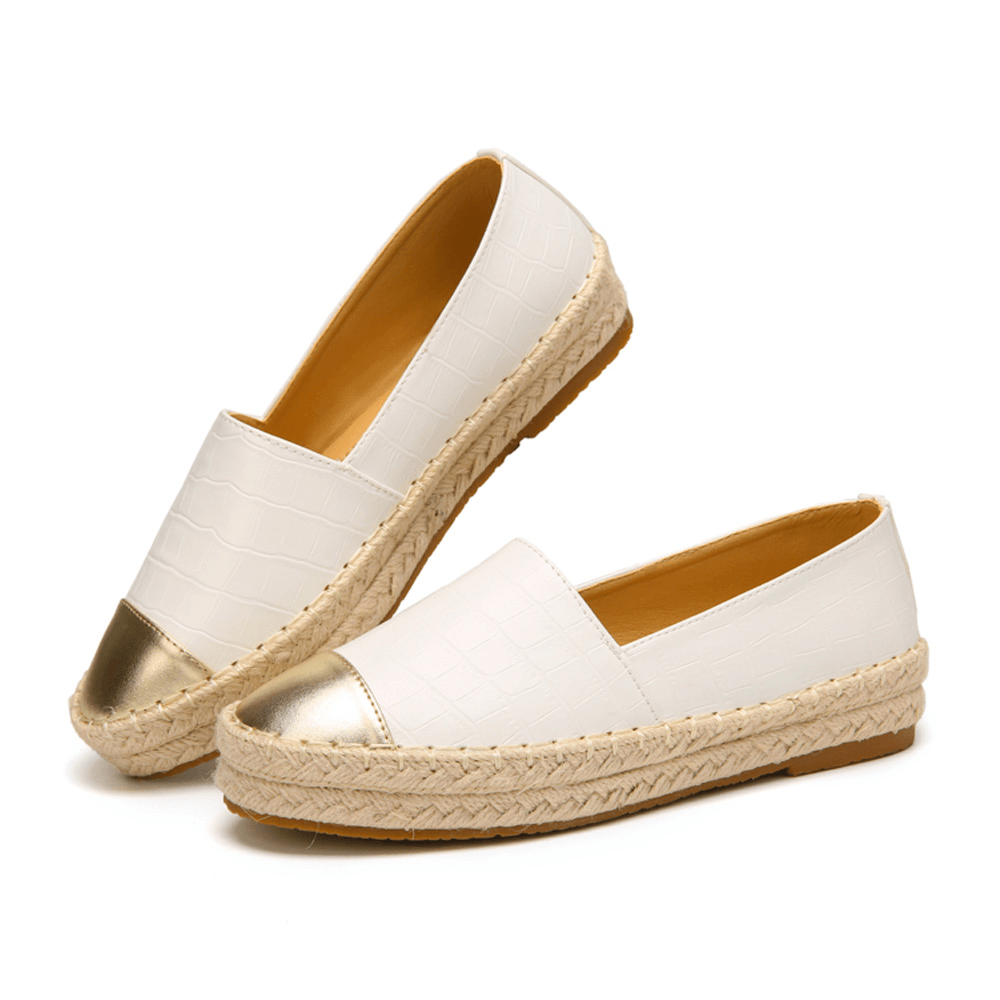 Women Casual Splicing Slip on Espadrille Loafers Flats Fisherman'S Shoes