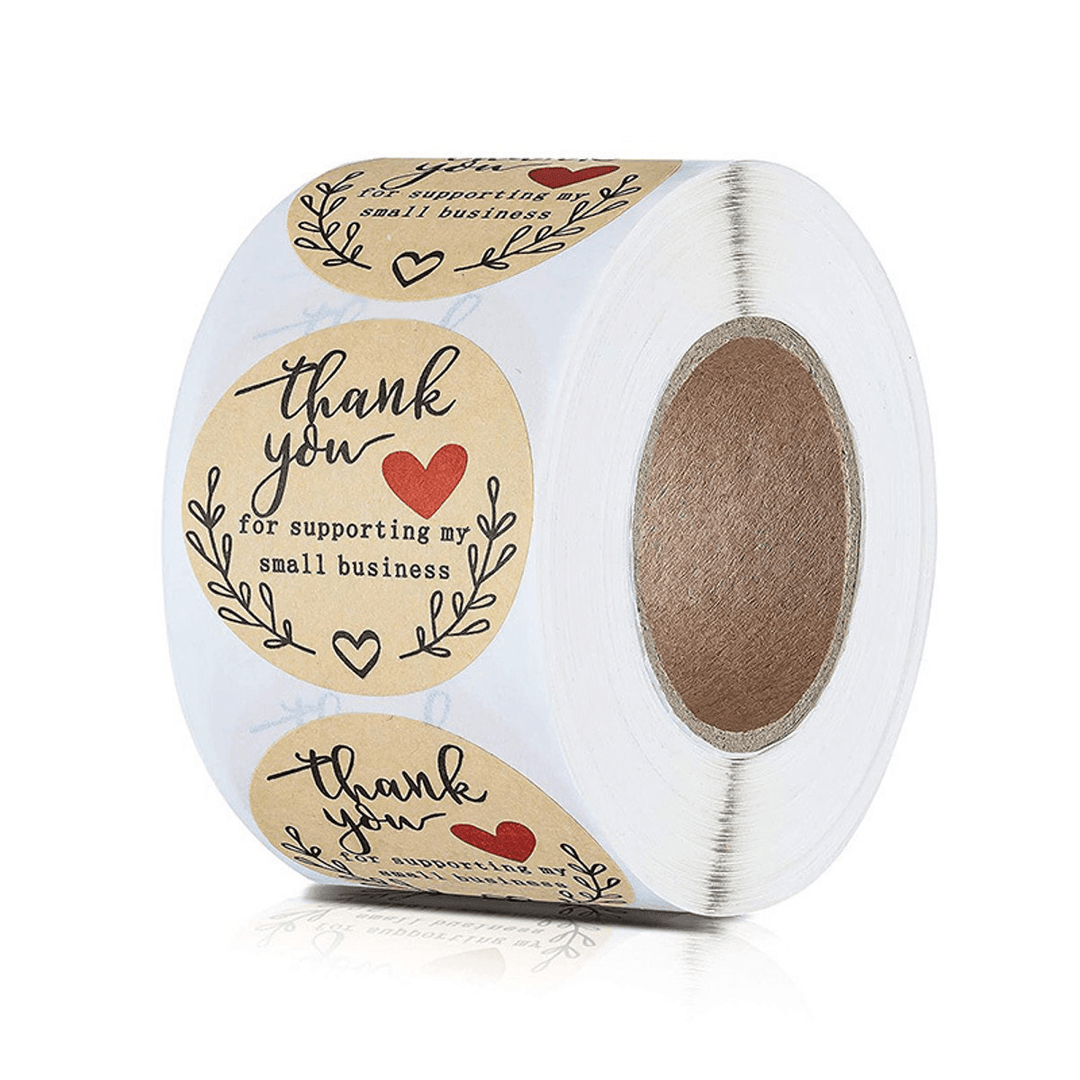 500Pcs/Roll 25Mm Thank You round Sticker Wedding Flower Gift Self-Adhesive Label - MRSLM