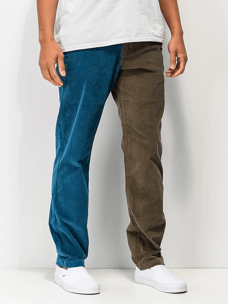 Mens Contrasting Color Pocket Ankle Length Cargo Pants