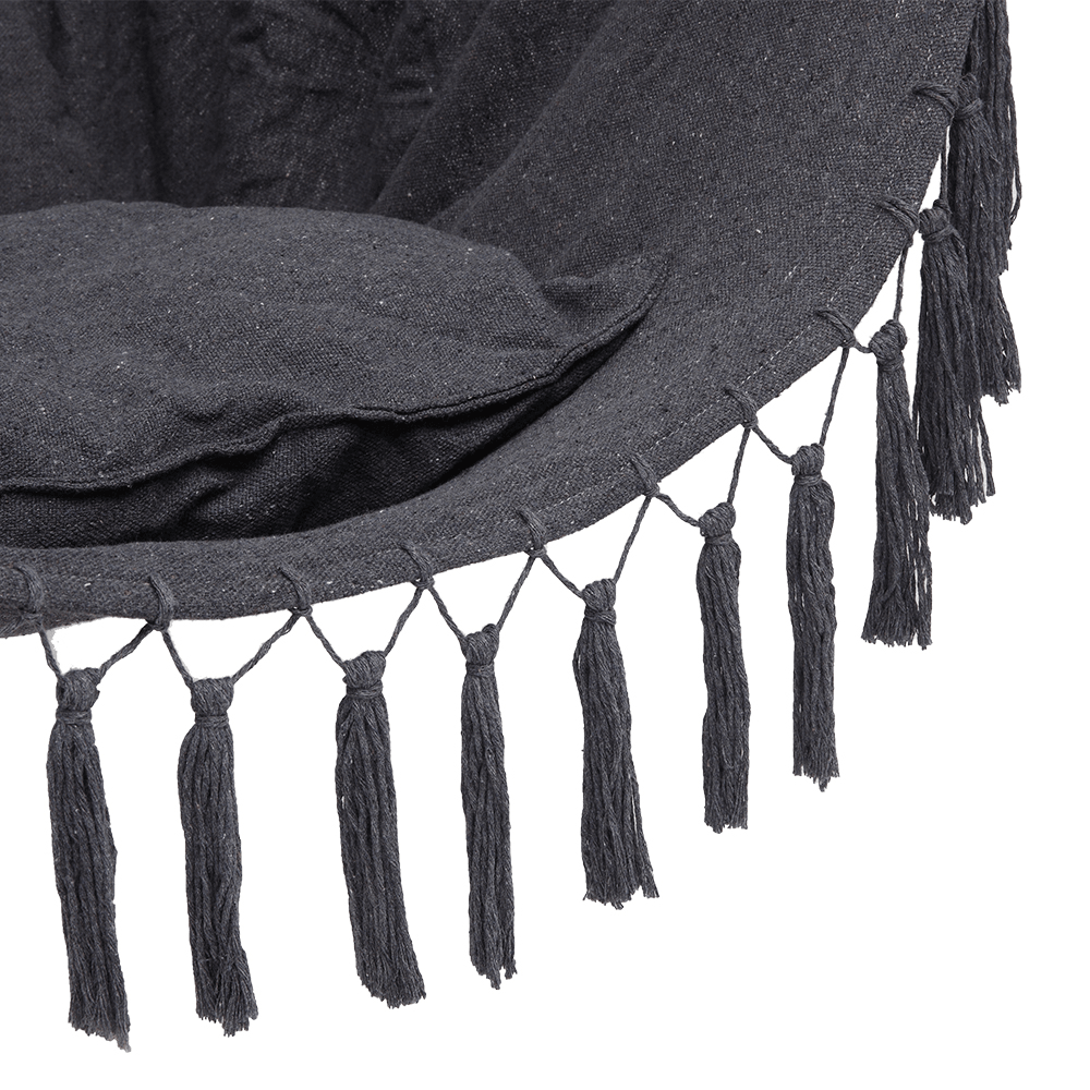 Max 330Lbs/150Kg Hammock Chair Hanging Rope Swing with 2 Cushions Included Large Tassel Hanging Chair with Pocket