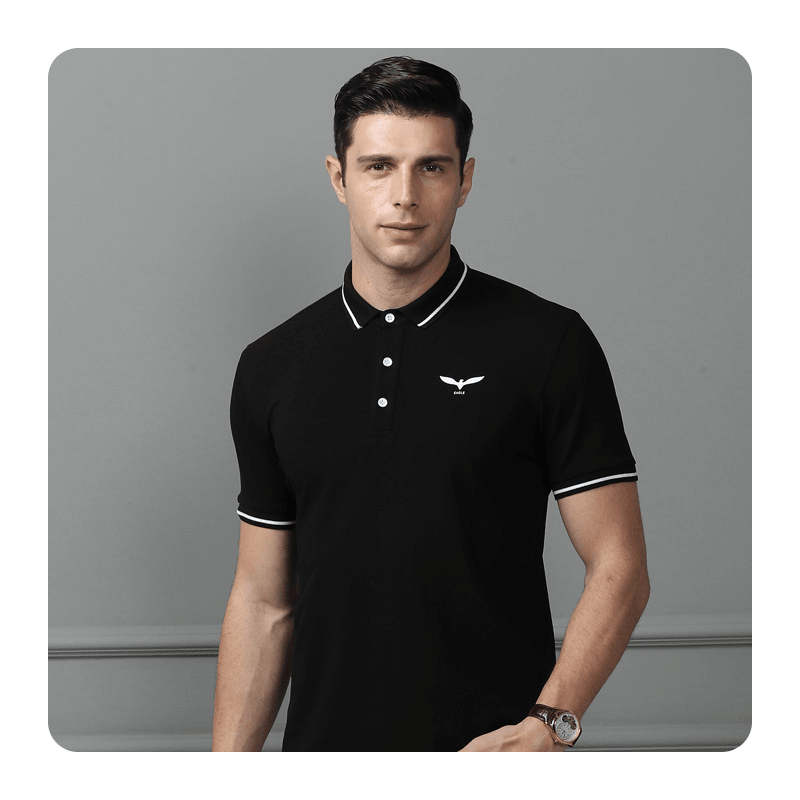 Men'S New Business Cotton Short Sleeve Embroidered Golf Casual T-Shirts