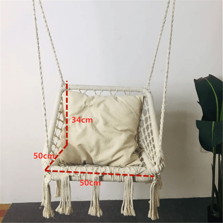 Macrame Hammock Chair Hanging Cotton Seat Rope Hammock Tassel Swing Bed Porch