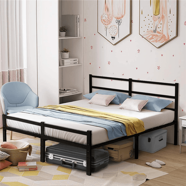 Full Bed Frames with Headboard,Black 14 Inch Metal Platform Bed Frame with Storage, Heavy Duty Steel Slat and Anti-Slip Support, Easy Quick Lock Assembly, No Box Spring Needed - Full Size