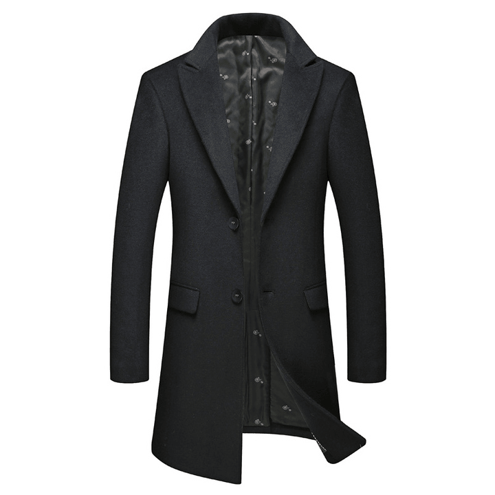 Men Winter Warm Cotton Padded Slim Mid Long Trench Coat