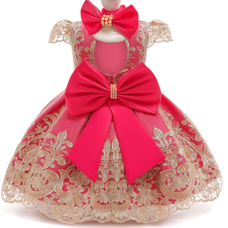 Baby Princess Dress 1-3 Years Old Dress Gold Lace - MRSLM