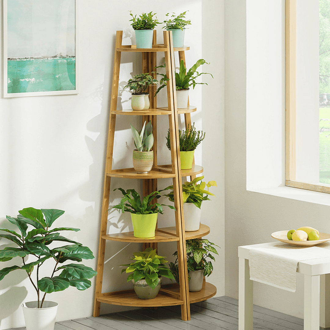 3/5 Tiers Corner Flower Pot Stand Plant Display Planter Wooden Shelf Rack Garden