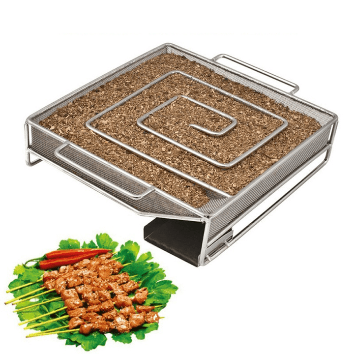 15X15X4Cm Stainless Steel BBQ Grill Camping Picnic Square Cold Smoke Generator Cooking Stove