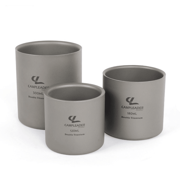 Campleader 3 Pcs Titanium Cup Set 120/180/300Ml Ultralight Bowl Water Mug Camping Picnic BBQ Tableware Set