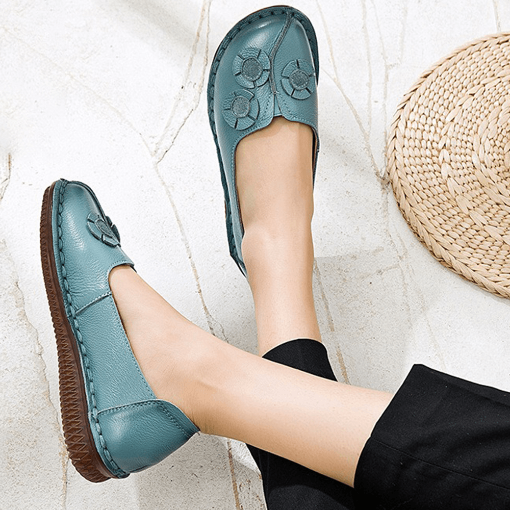 Women Flowers Decor Comfy Casual Slip on Flat Loafers