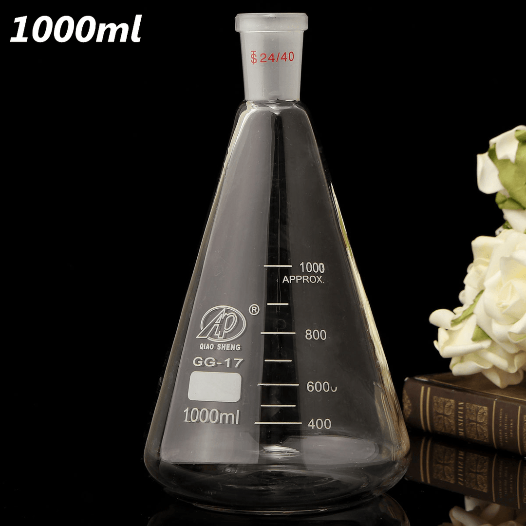 1000Ml,24/40,Glass Erlenmeyer Flask,1L,Conical Bottle,Lab Chemistry Glassware