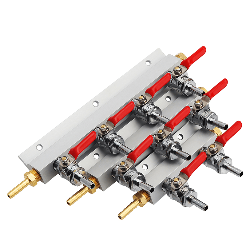 4 Way CO2 Gas Distribution Block Manifold with 7Mm Hose Barb Wine Making Tools Draft Beer Dispense