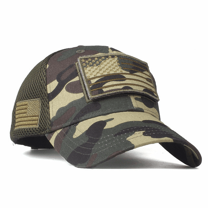 Quality Camouflage Baseball Cap American Flag Patch Cotton Mesh Cap Men'S Hat Peaked Cap Amazon Hot Style