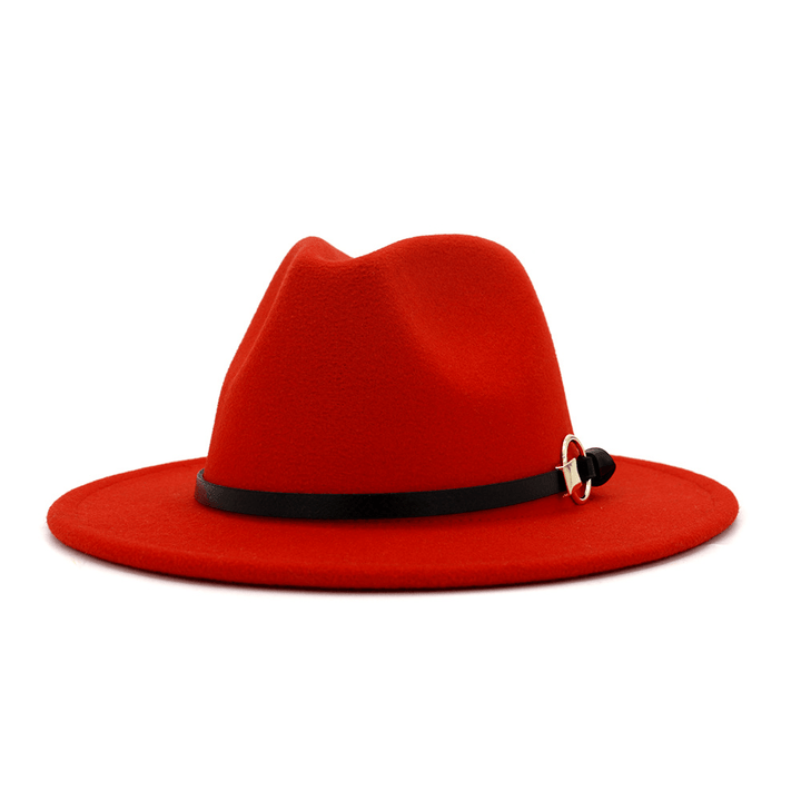 Simple Belt Flat Brim and Big Rim All-Match Jazz Hat