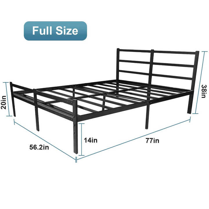 Full Bed Frames with Headboard,Black 14 Inch Metal Platform Bed Frame with Storage, Heavy Duty Steel Slat and Anti-Slip Support, Easy Quick Lock Assembly, No Box Spring Needed - Full Size